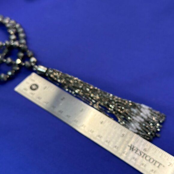 Chico’s Long 32” Pewter Beaded Tassel Necklace.  With Original Tag - Picture 14 of 16